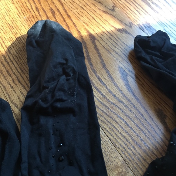 KATE SPADE Black Opaque Crystal Footed Tights S/M - Picture 2 of 6